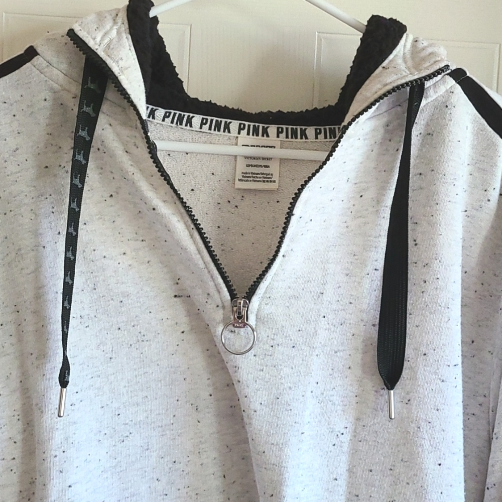 ⭐VS PINK BLING SHERPA HALF-ZIP HOODIE⭐ - Picture 6 of 12